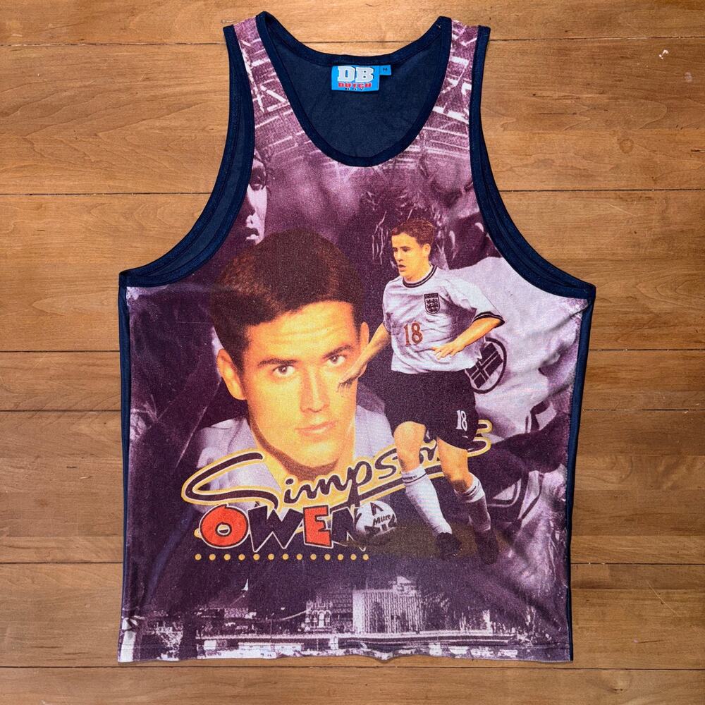 Vintage Michael Owen Simpsons Parking Lot RAP Tank Top Shirt England Soccer SZ M